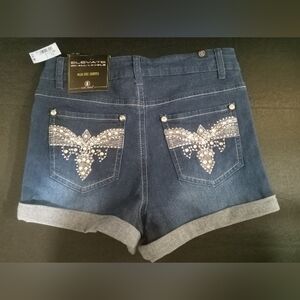 Elite Jeans - High Rise  - Rolled cuff - decorative rhinestones details.